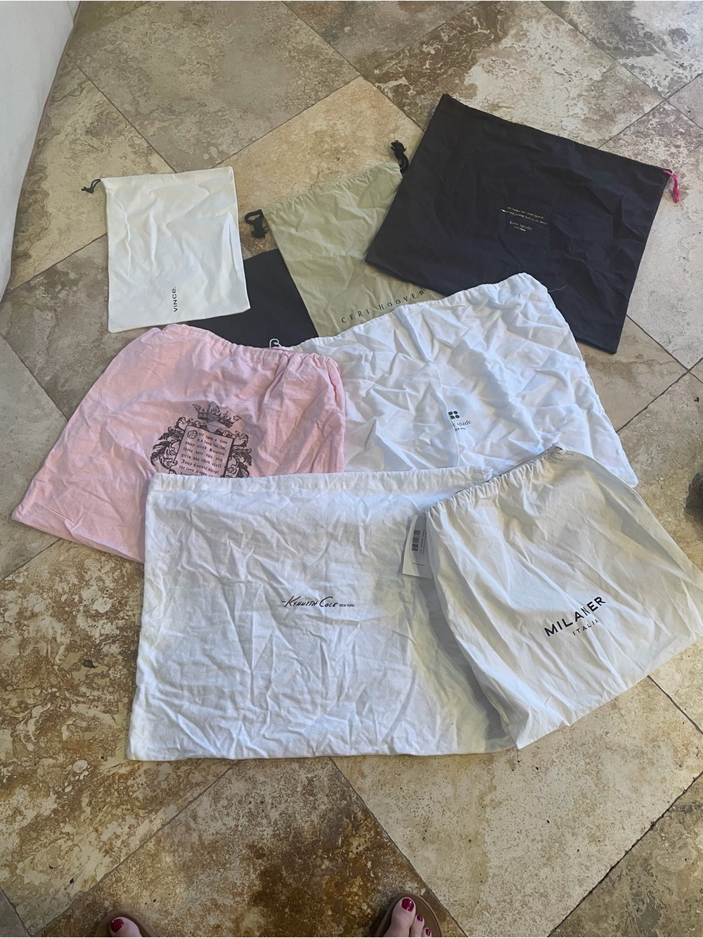 Collection of dust cover bags - Kate spade, Kenneth Cole, juicy. Set of 8.